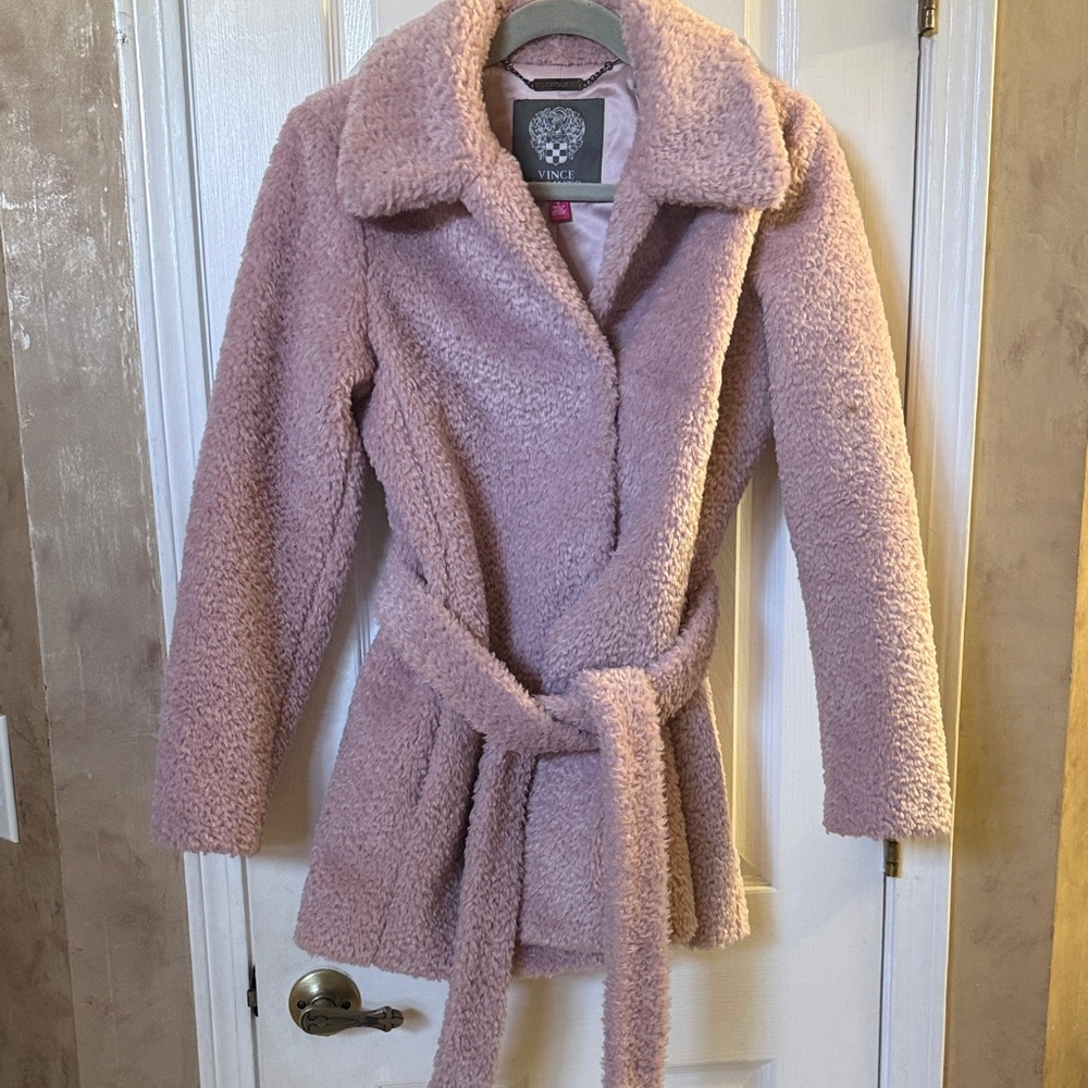 Vince Women's Soft Pink Teddy Jacket
